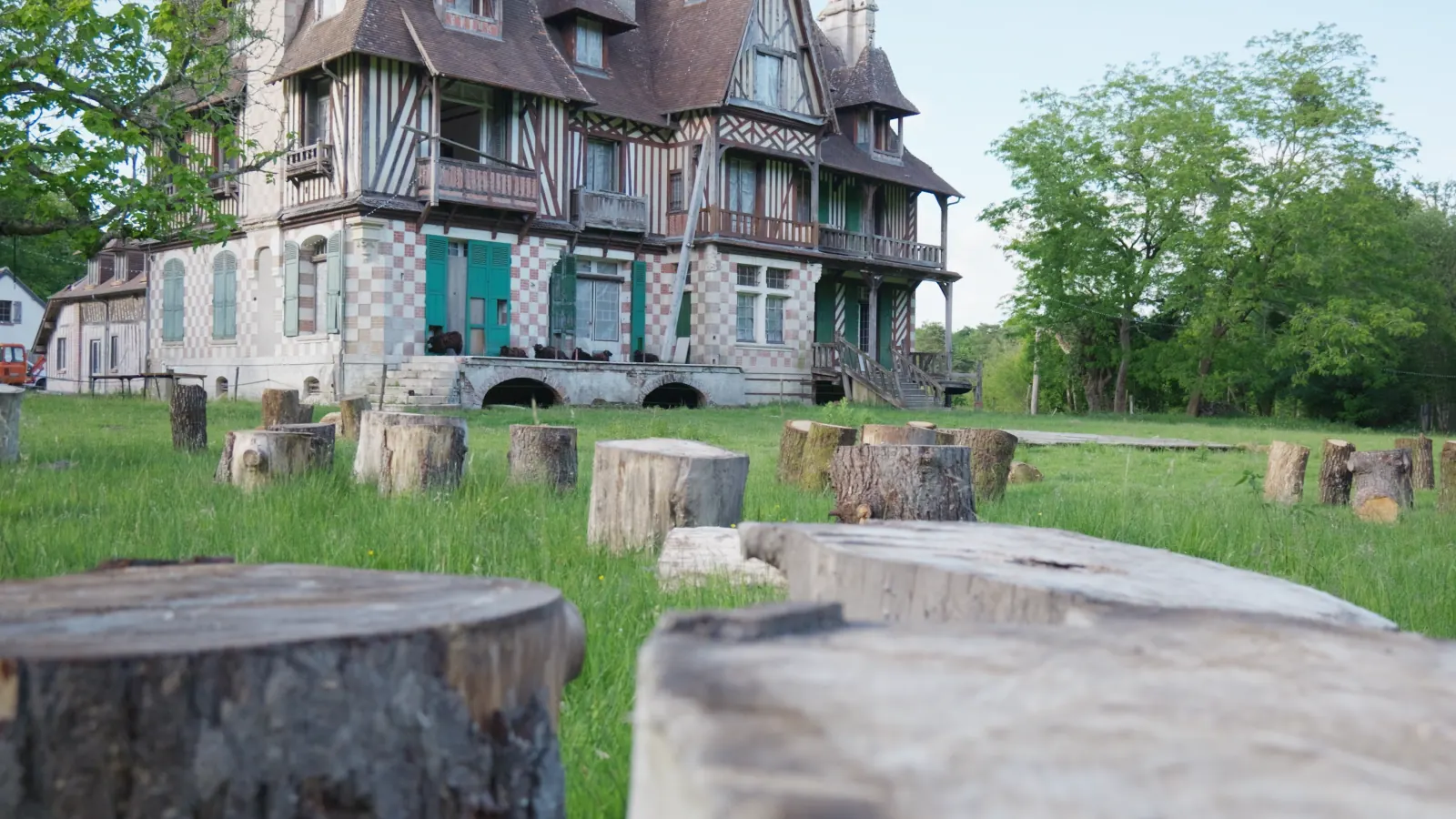 La Papinière : le parc et ses rondins